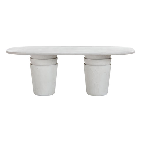 Camille Navarre 83" Light Grey Faux Plaster Indoor/Outdoor Concrete Oval Dining Table - image 3