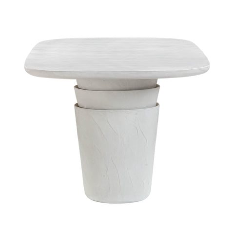 Camille Navarre 83" Light Grey Faux Plaster Indoor/Outdoor Concrete Oval Dining Table - image 4