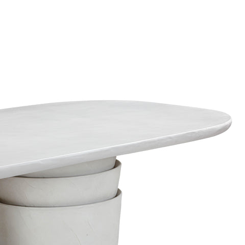 Camille Navarre 83" Light Grey Faux Plaster Indoor/Outdoor Concrete Oval Dining Table - image 5