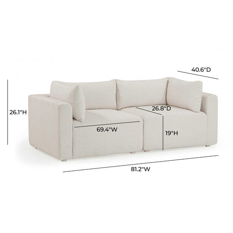 Camille Loire 81" Cream Performance Fabric Outdoor Modular Loveseat - image 6