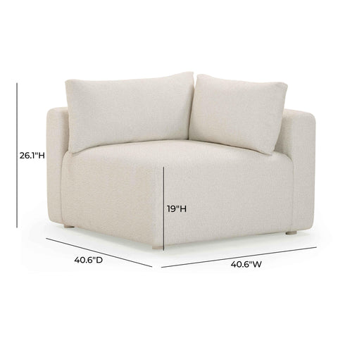 Camille Loire Cream Performance Fabric Outdoor Modular Corner Chair - image 7