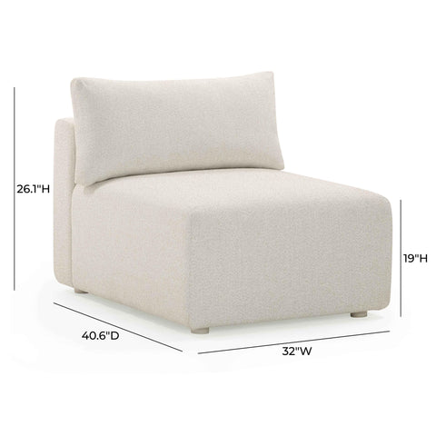 Camille Loire Cream Performance Fabric Outdoor Modular Armless Chair - image 7