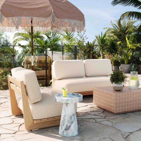 Isabelle Savoy 67" Cream Performance Fabric Outdoor Lounge Sofa - image 2