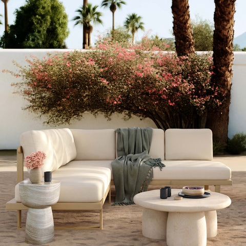 Sabine Fontaine 2-Piece Cream Performance Fabric Outdoor L-Shaped Sectional - image 2
