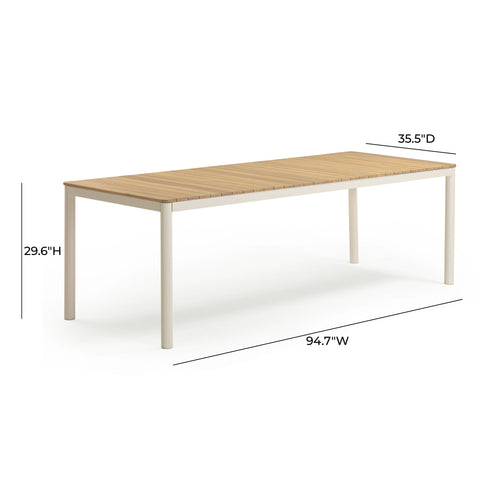 Arielle Sorrento 95" Light Teak Outdoor Rectangular Dining Table - image 7
