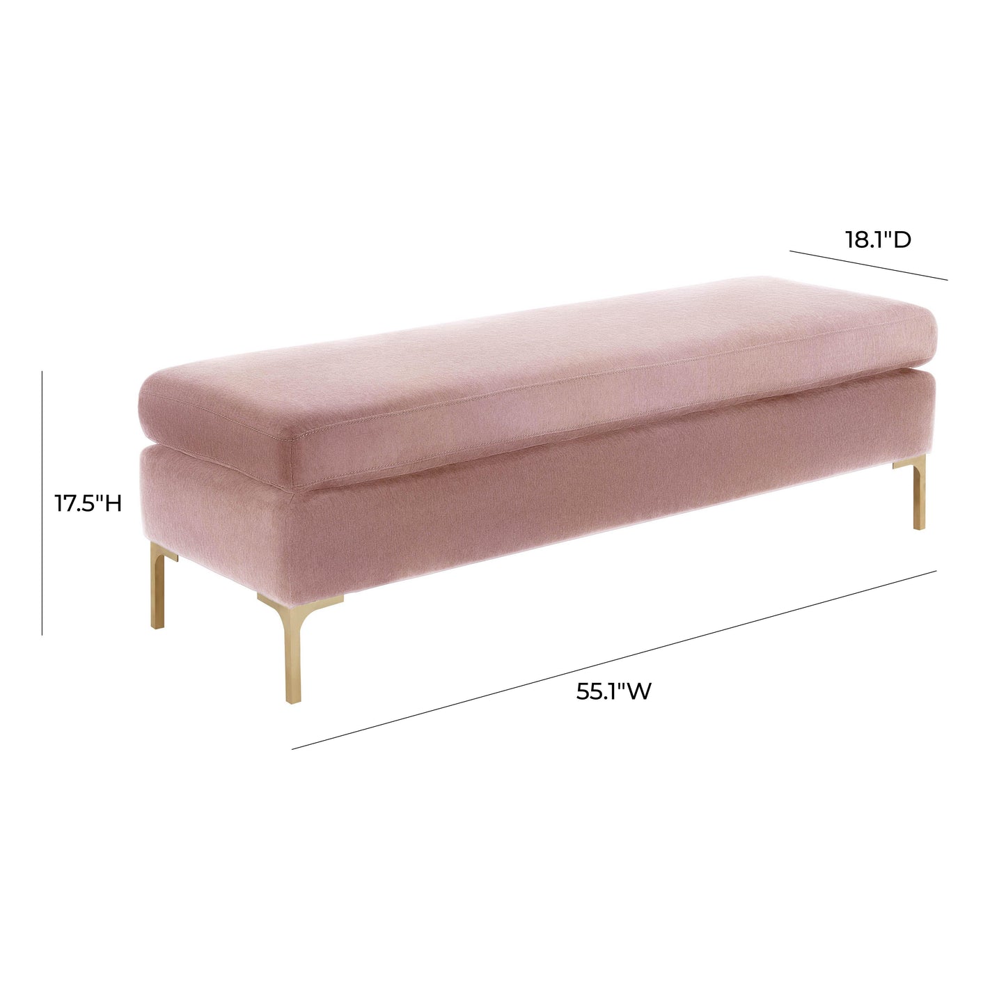 macie blush textured velvet bench