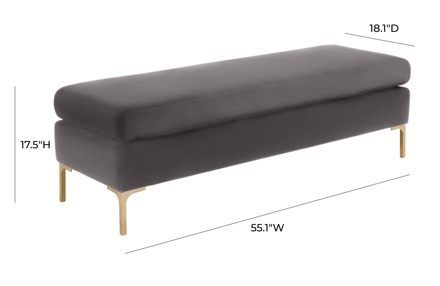 macie grey velvet bench