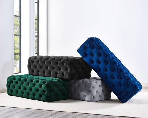 Citrus Green Velvet Ottoman