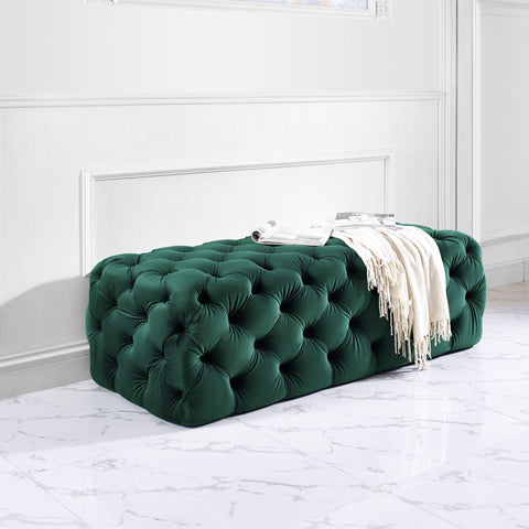 Citrus Green Velvet Ottoman