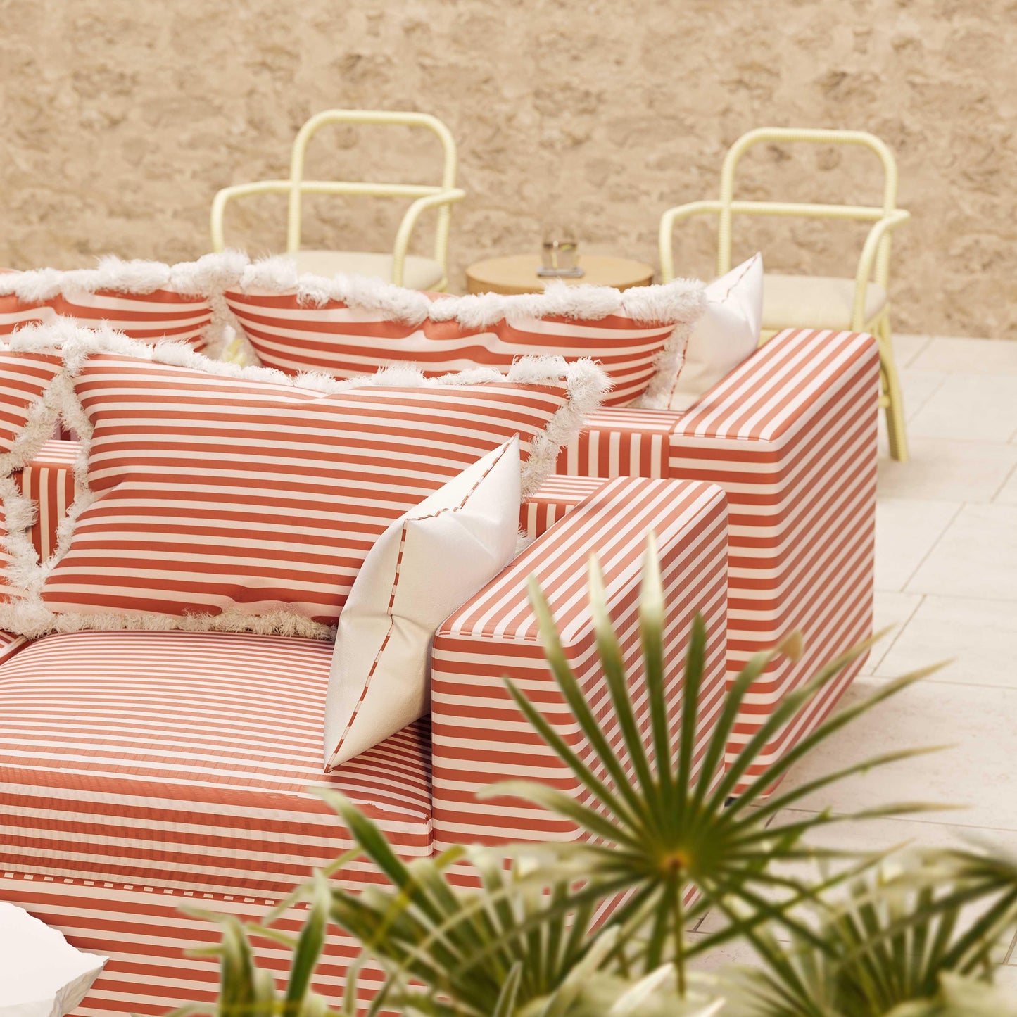 lucia coral striped outdoor sofa