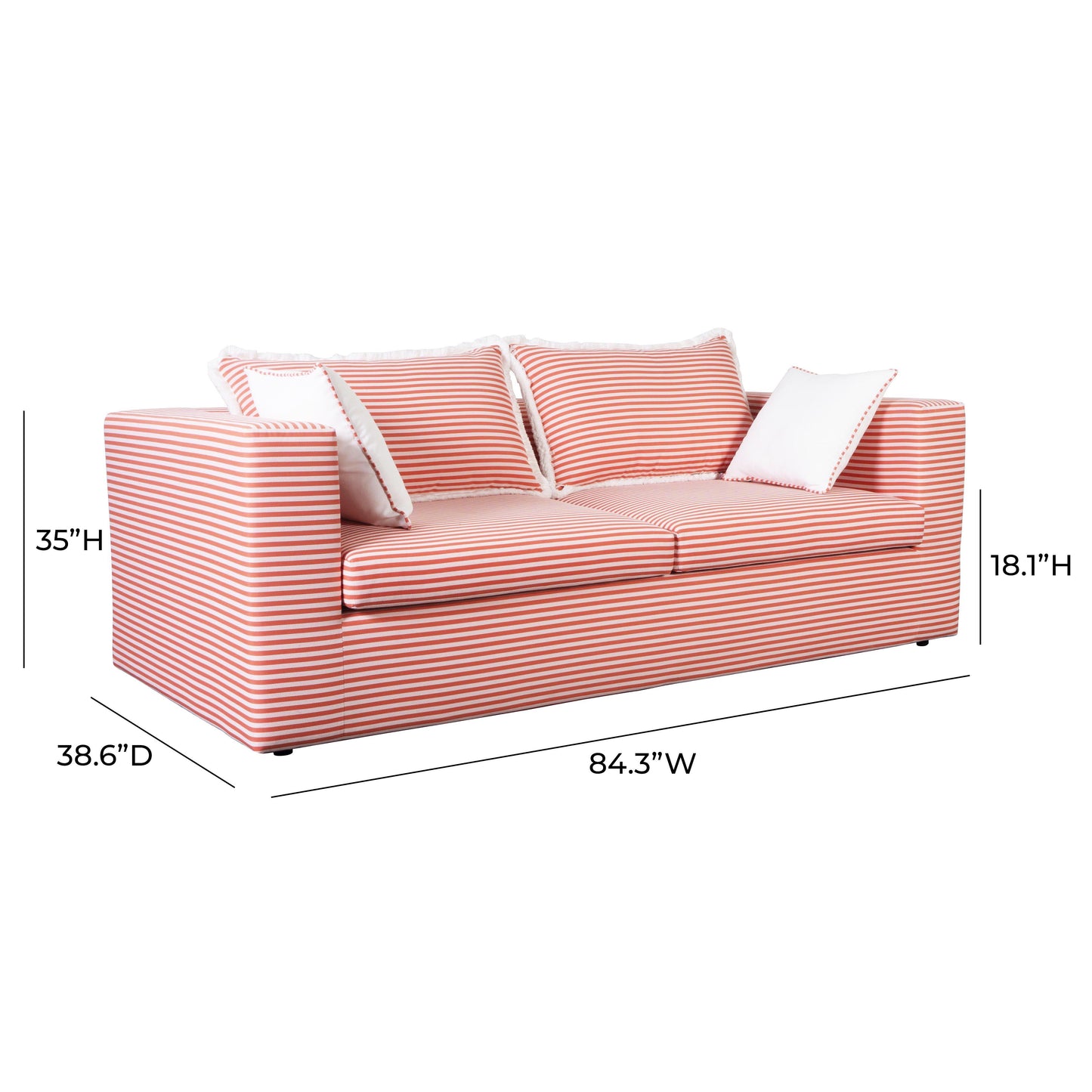 lucia coral striped outdoor sofa