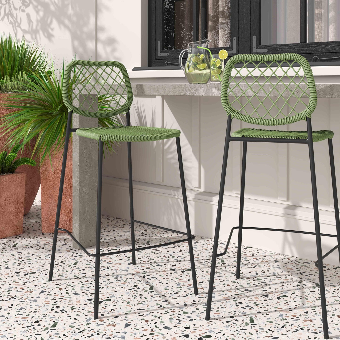 julieta green dyed cord outdoor counter stool