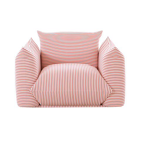 Karol Tropez Pearl and Red Striped Stuffed Outdoor Armchair