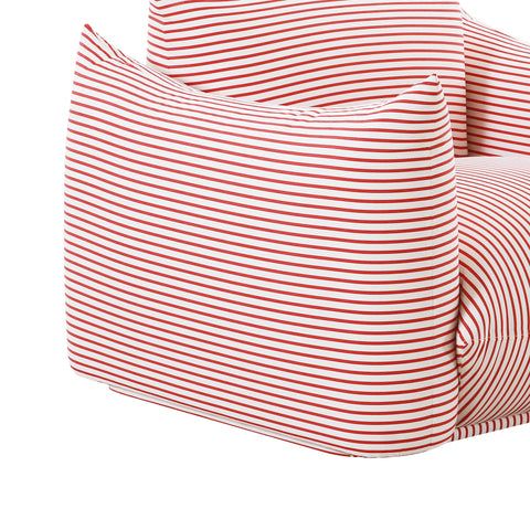 Karol Tropez Pearl and Red Striped Stuffed Outdoor Armchair