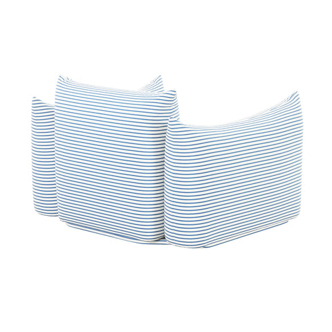 Karol Tropez Pearl and Blue Striped Stuffed Outdoor Armchair