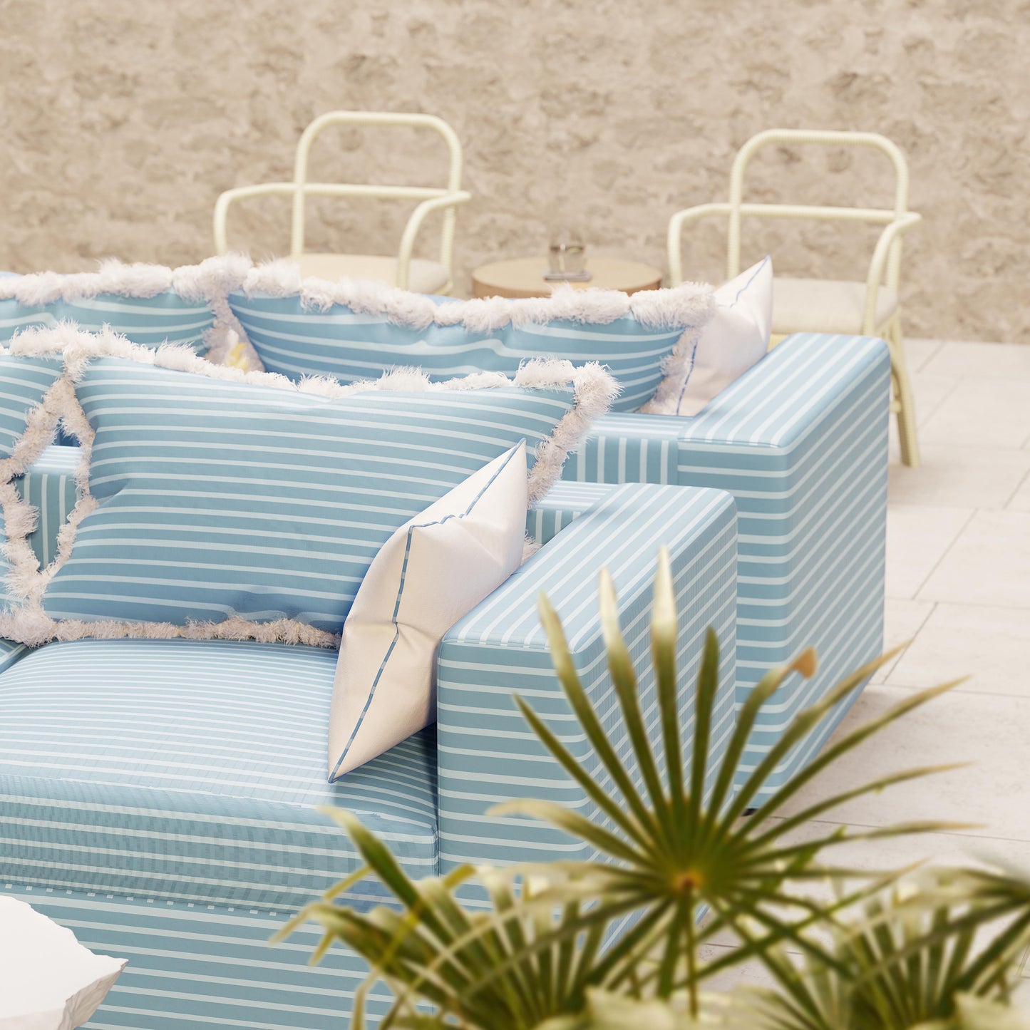 lucia blue striped outdoor sofa