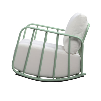 Boule Mint Green and Cream Outdoor Rocking Chair