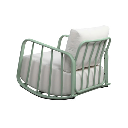 Boule Mint Green and Cream Outdoor Rocking Chair