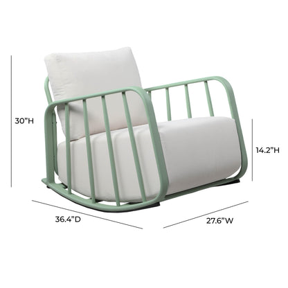 Boule Mint Green and Cream Outdoor Rocking Chair