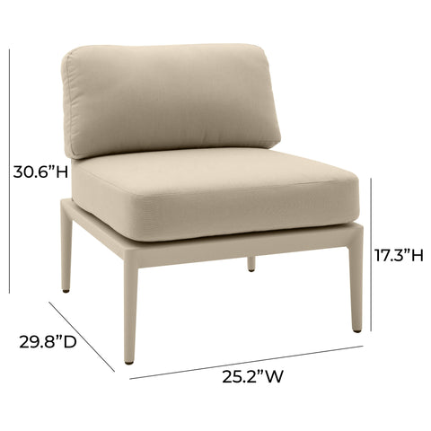 Pratt Taupe Modular Outdoor Armless Chair