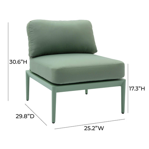 Pratt Moss Green Modular Outdoor Armless Chair