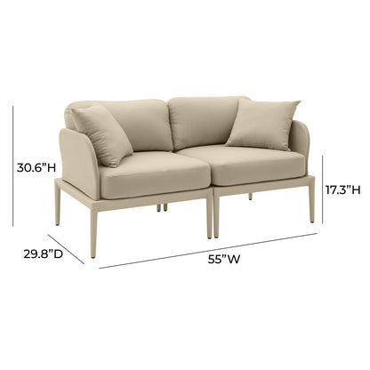 Pratt Taupe Modular Outdoor Loveseat