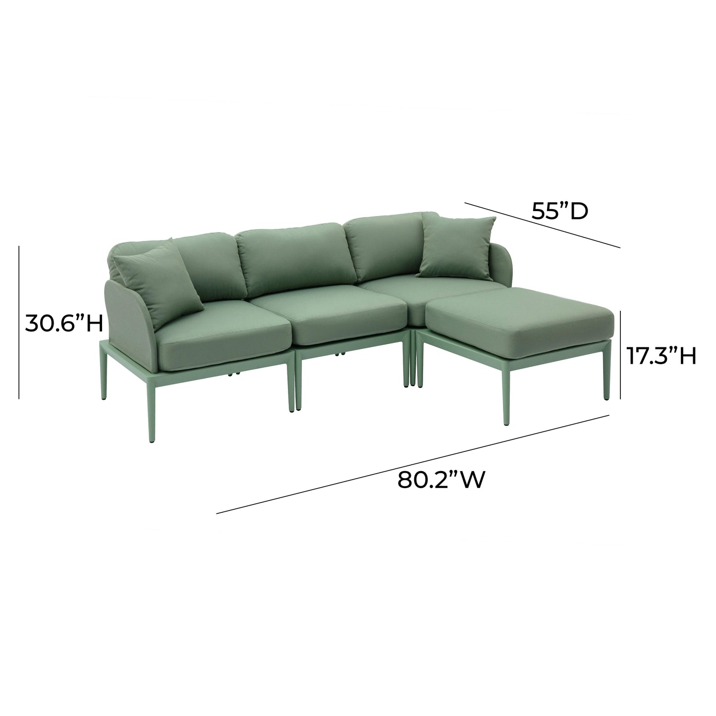 pratt moss green modular outdoor sectional