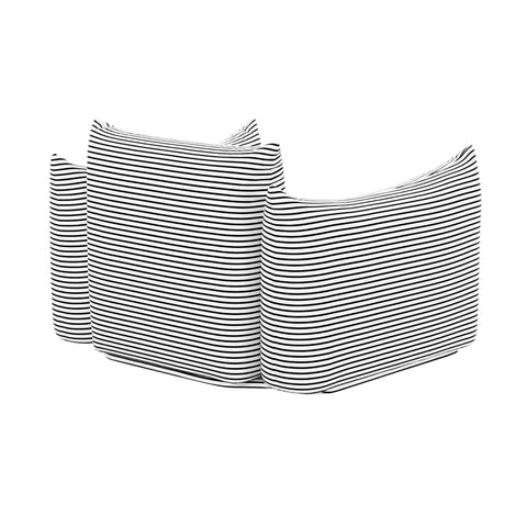 Karol Tropez Pearl and Black Striped Stuffed Outdoor Armchair