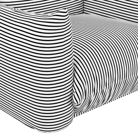 Karol Tropez Pearl and Black Striped Stuffed Outdoor Armchair