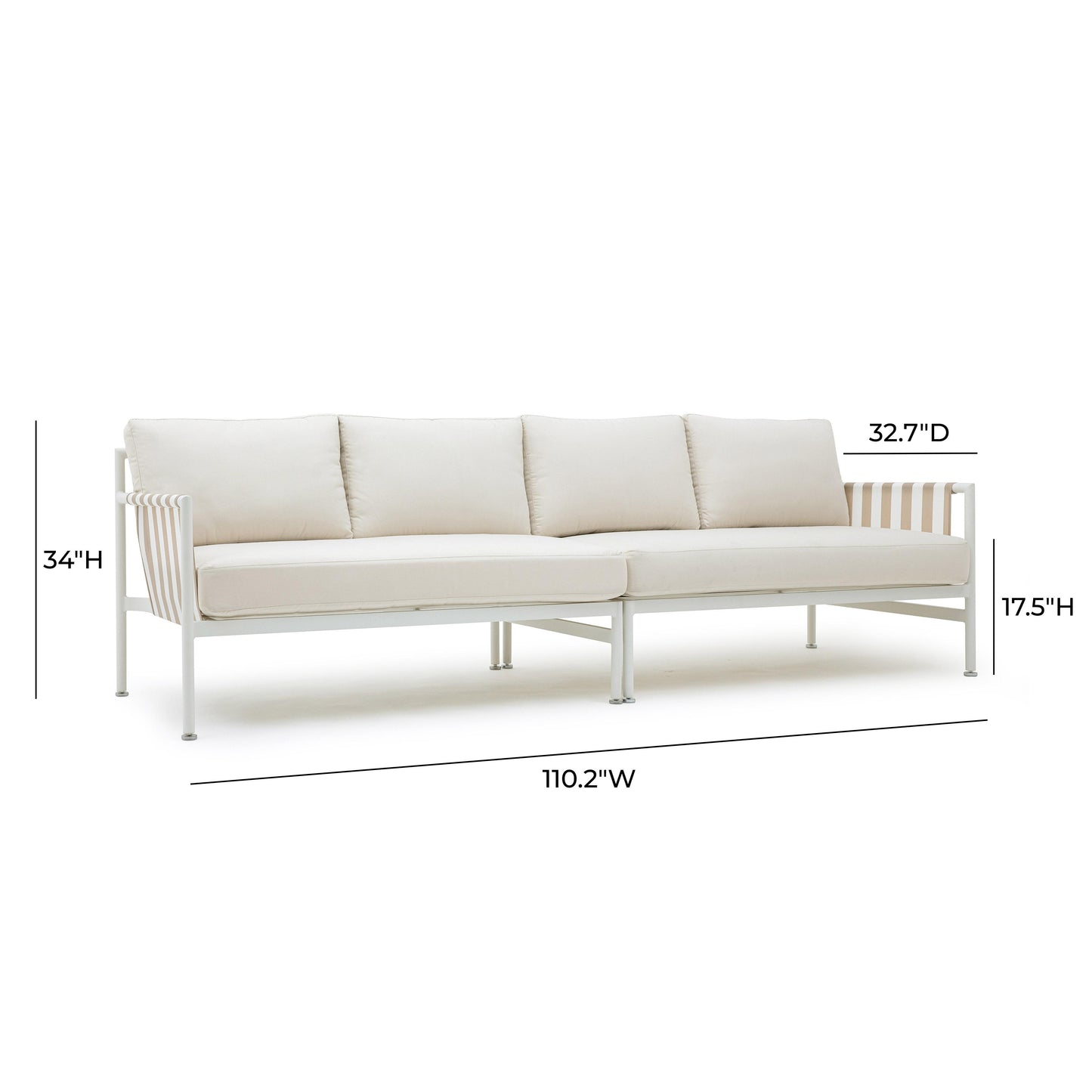 dunes cream outdoor 110" sofa