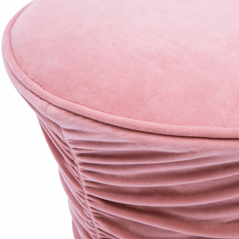 Jayla Rose Pink Ruched Velvet Adjustable Ottoman