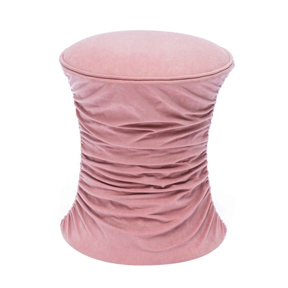 Jayla Rose Pink Ruched Velvet Adjustable Ottoman