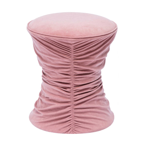 Jayla Rose Pink Ruched Velvet Adjustable Ottoman