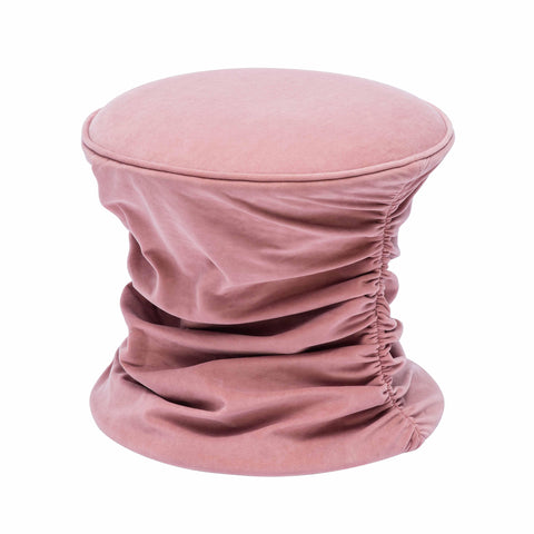 Jayla Rose Pink Ruched Velvet Adjustable Ottoman