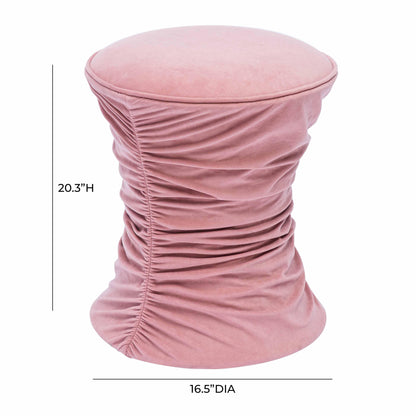 Jayla Rose Pink Ruched Velvet Adjustable Ottoman