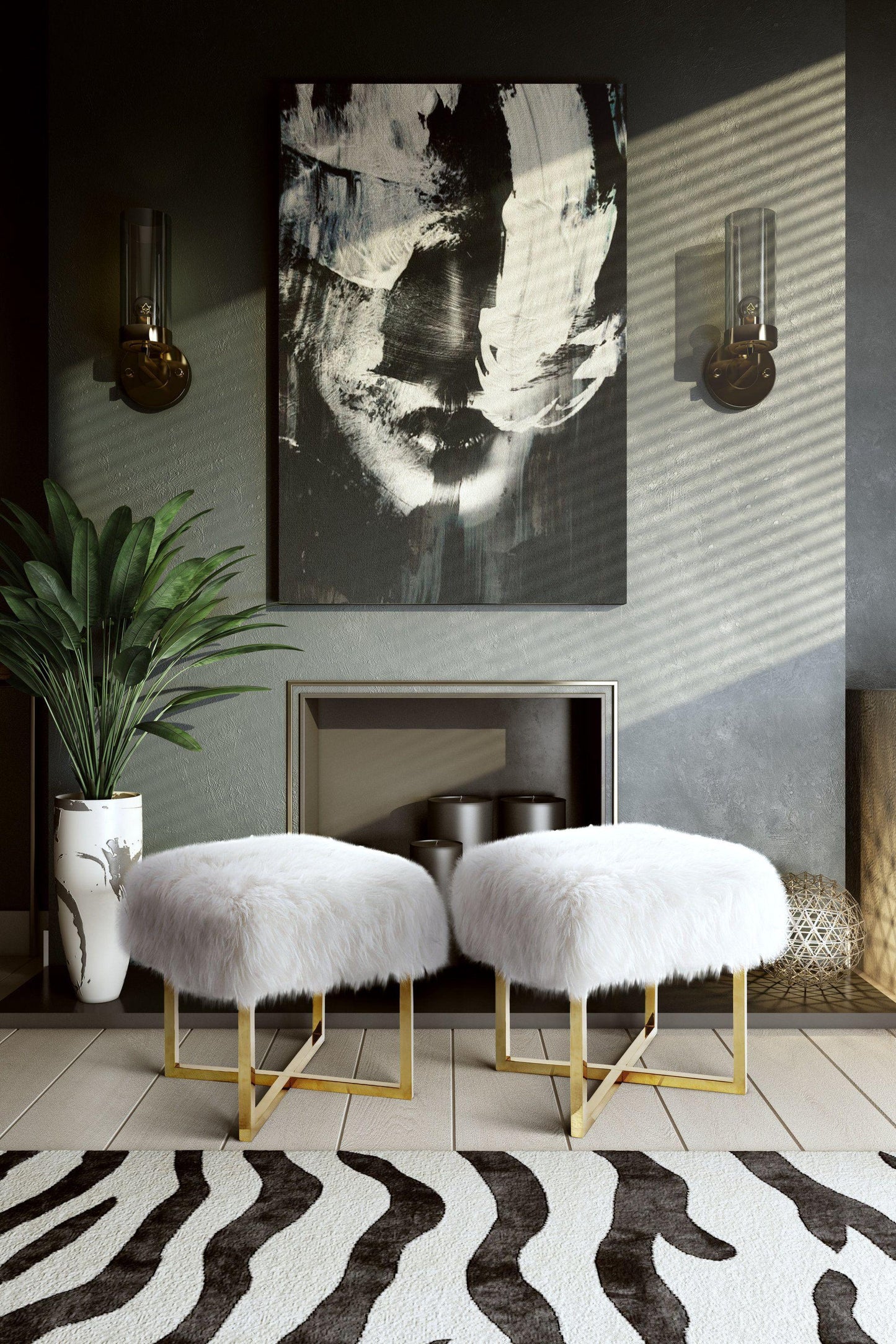 shelby sheepskin bench