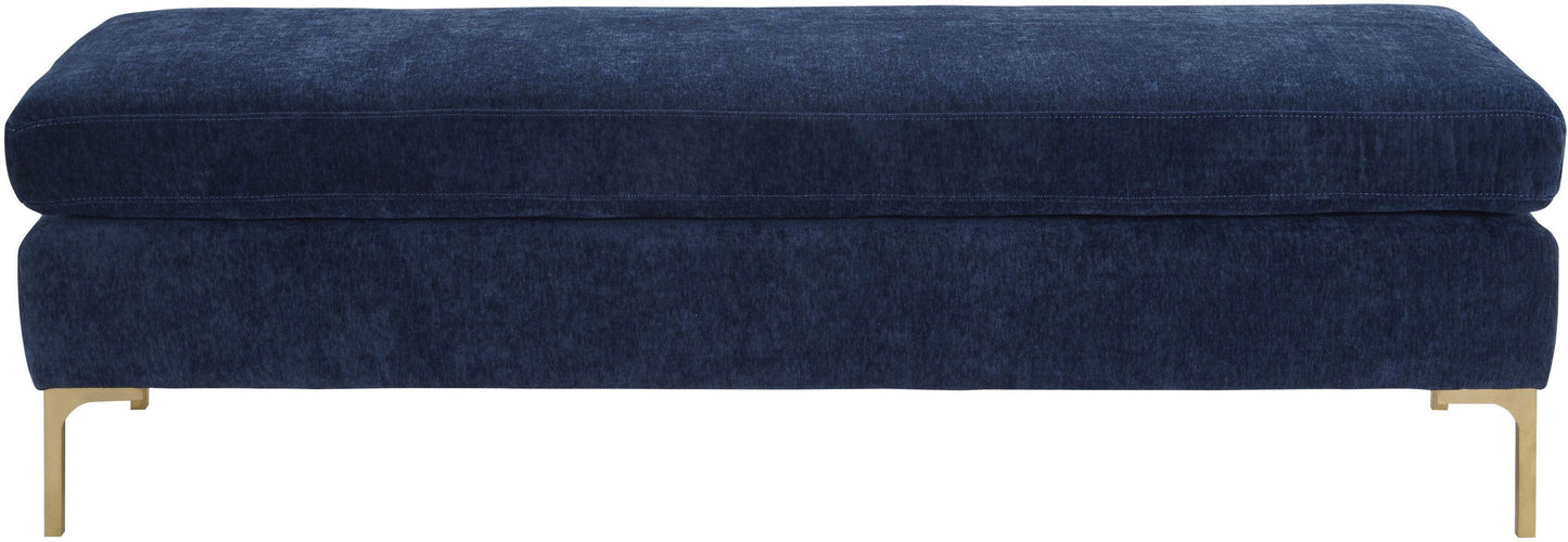 macie navy textured velvet bench