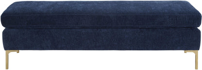 Macie Navy Textured Velvet Bench