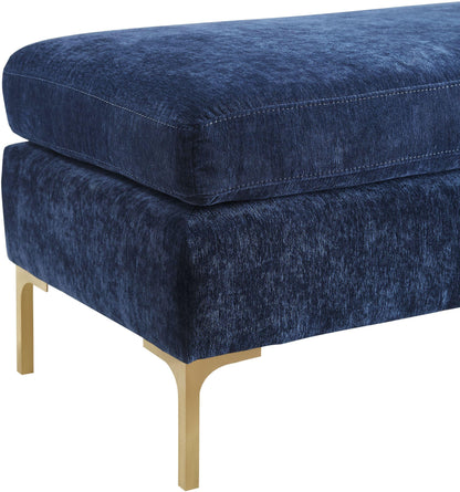 Macie Navy Textured Velvet Bench