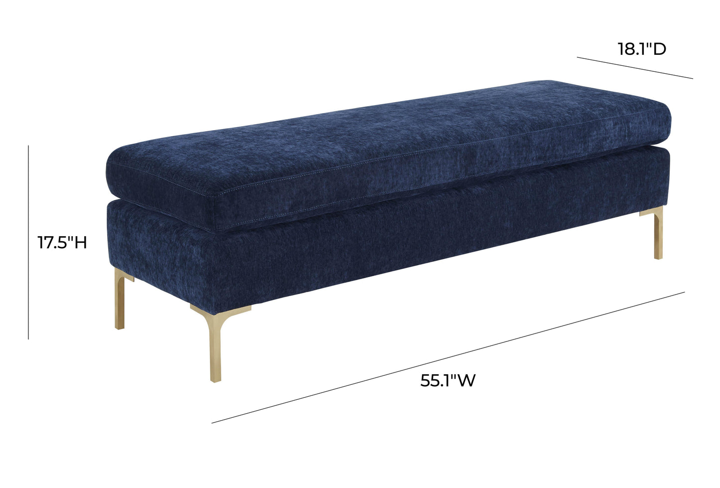 macie navy textured velvet bench