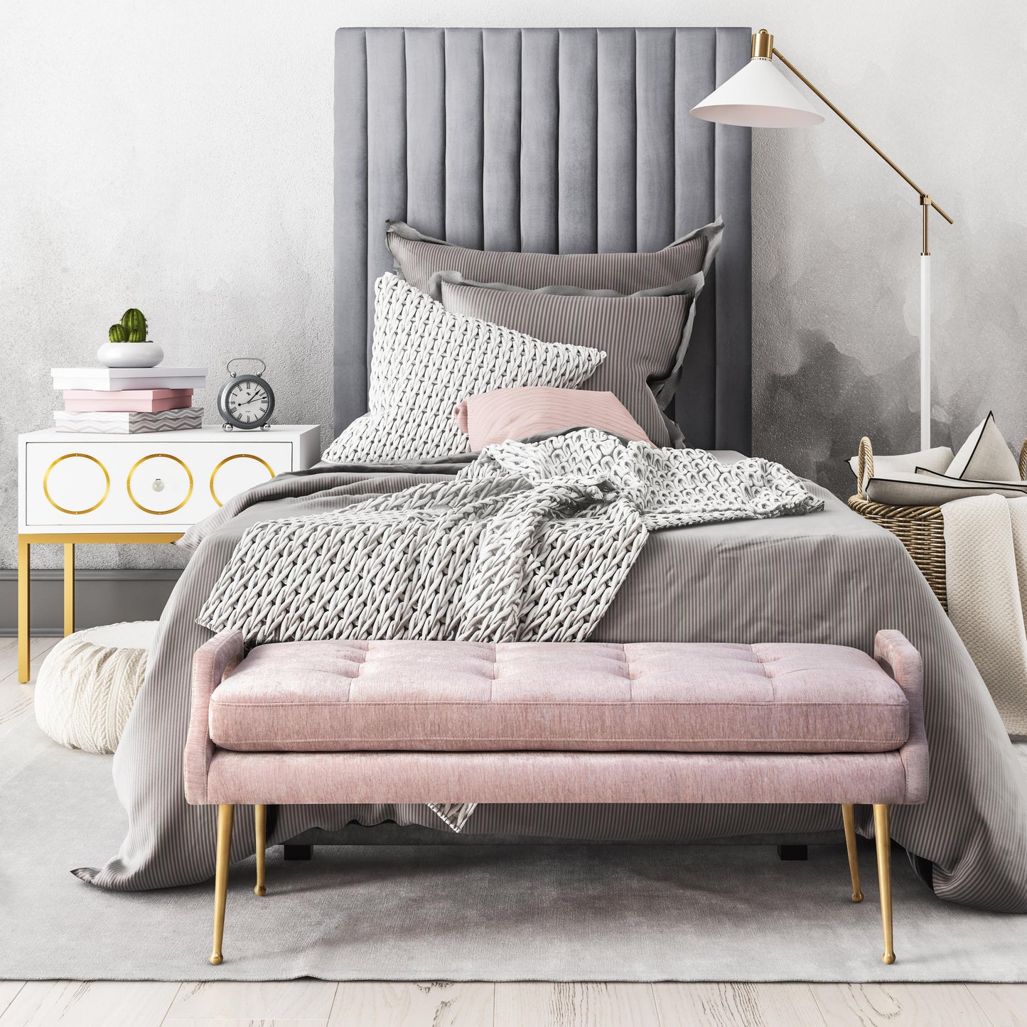 hailey slub velvet blush bench