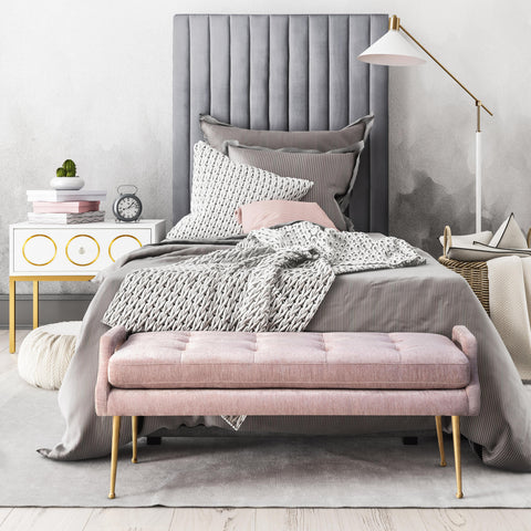 Hailey Slub Velvet Blush Bench