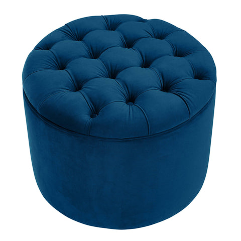 Latur Navy Velvet Storage Ottoman