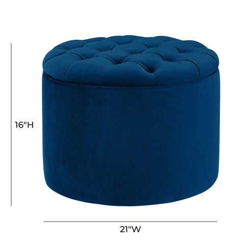 Latur Navy Velvet Storage Ottoman