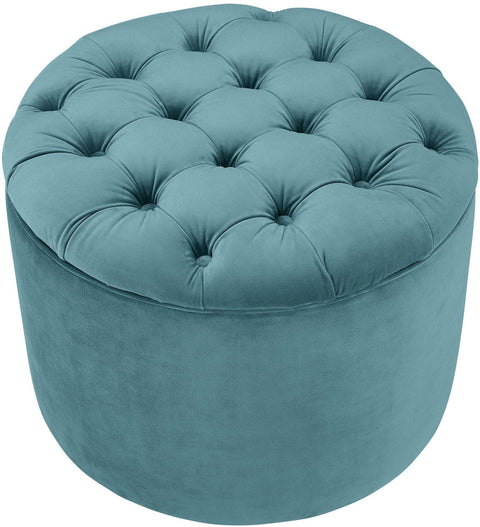 Latur Sea Blue Velvet Storage Ottoman