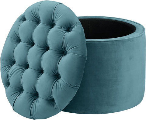 Latur Sea Blue Velvet Storage Ottoman