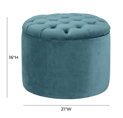 Latur Sea Blue Velvet Storage Ottoman