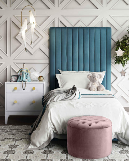 Latur Mauve Velvet Storage Ottoman