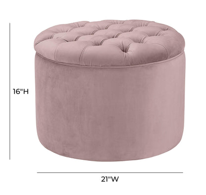 Latur Mauve Velvet Storage Ottoman