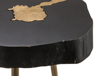 Kayla Black and Brass Side Table